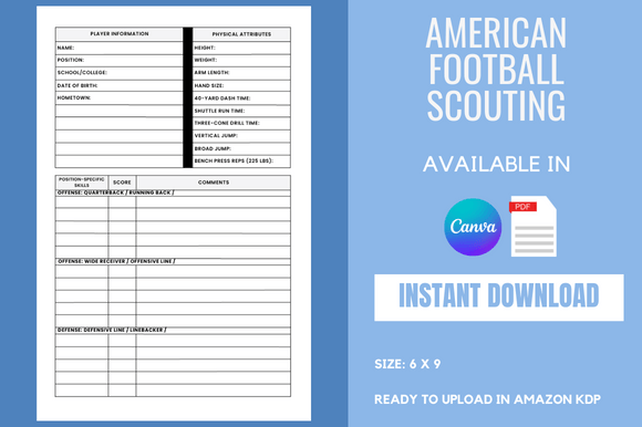 American Football Scouting KDP Interior