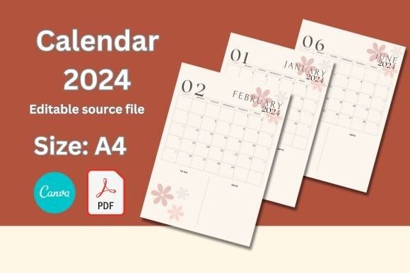 Calendar 2024 Editable Canva Sheets
