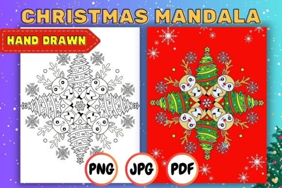 Christmas Mandala Coloring Page 01 for Stress-Free Holidays