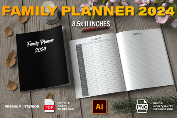 Master Your Family's Schedule with the Monthly Family Planner 2024 KDP Interior