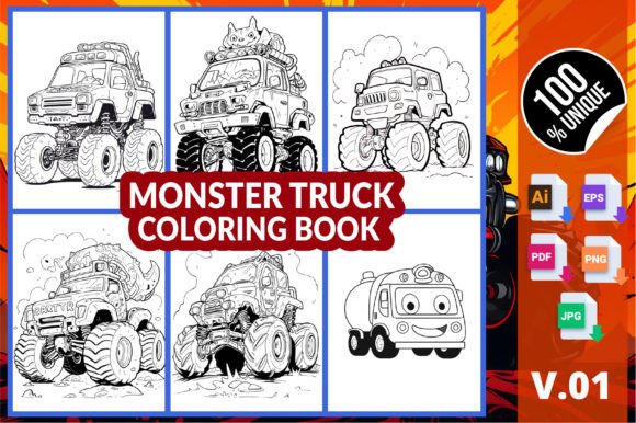 Monster Truck Coloring Book V.01 – A Versatile Digital Printable Collection for All Ages