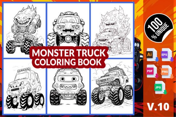 Monster Truck Coloring Book V.10