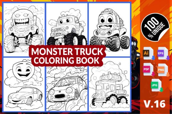 Monster Truck Coloring Book V.16: A Versatile Digital Printable for Creators, Educators, and Entrepreneurs